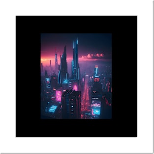 Cyberpunk City Aesthetic Futuristic Posters and Art